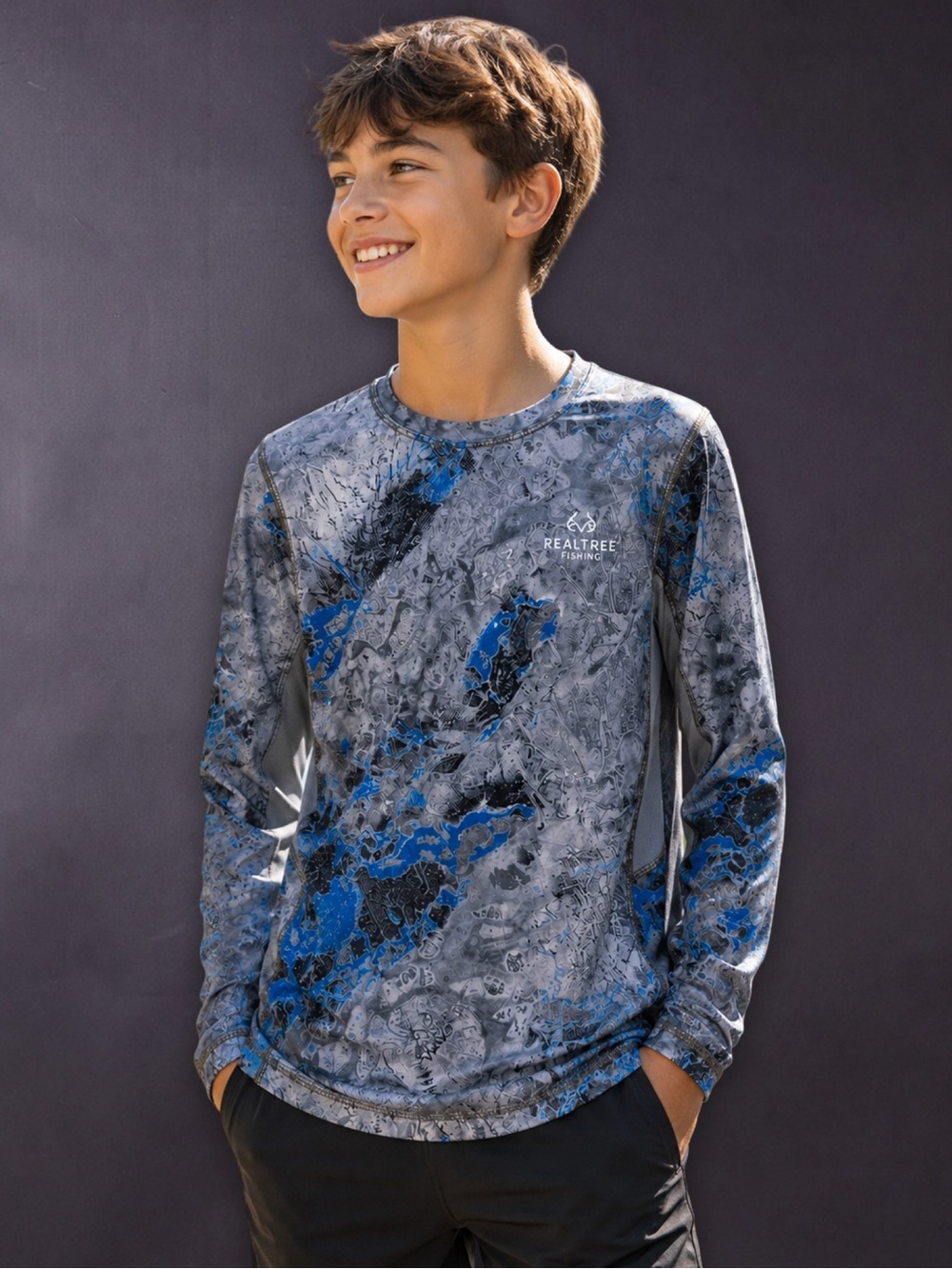 Realtree Fishing Boys Large Performance Long Sleeve Shirt Camo UPF